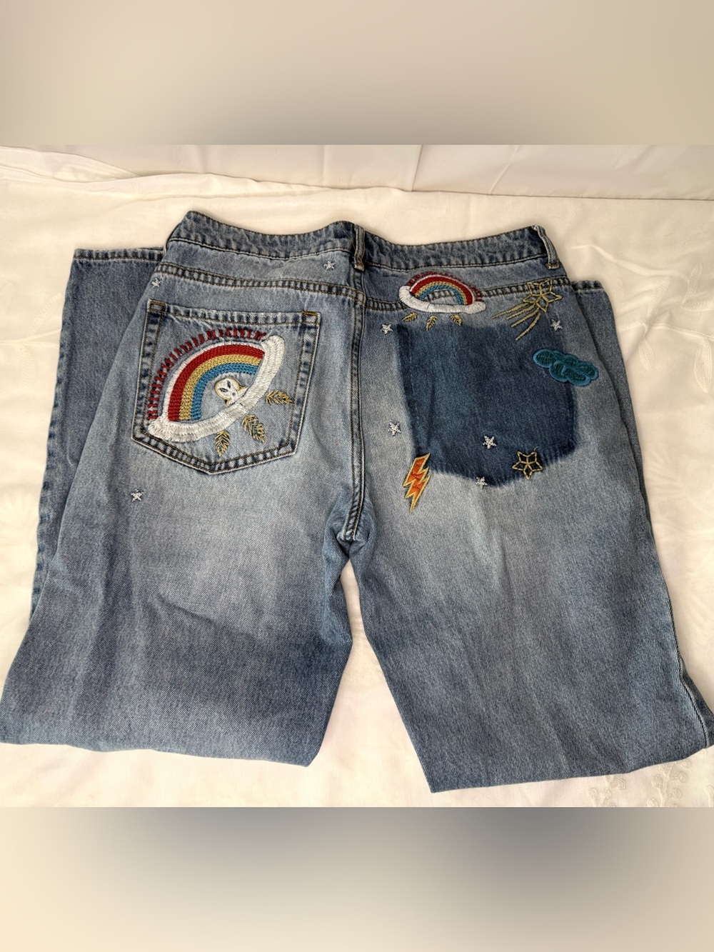 Embroidered Patch Jeans